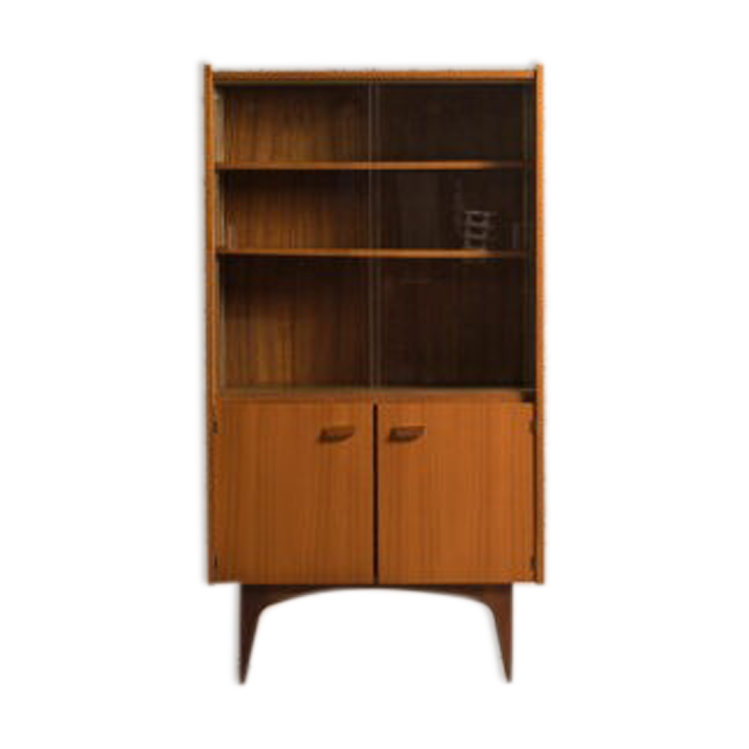 Teak sideboard consisting of a showcase with shelves and a double door