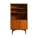 Teak sideboard consisting of a showcase with shelves and a double door