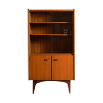 Teak sideboard consisting of a showcase with shelves and a double door