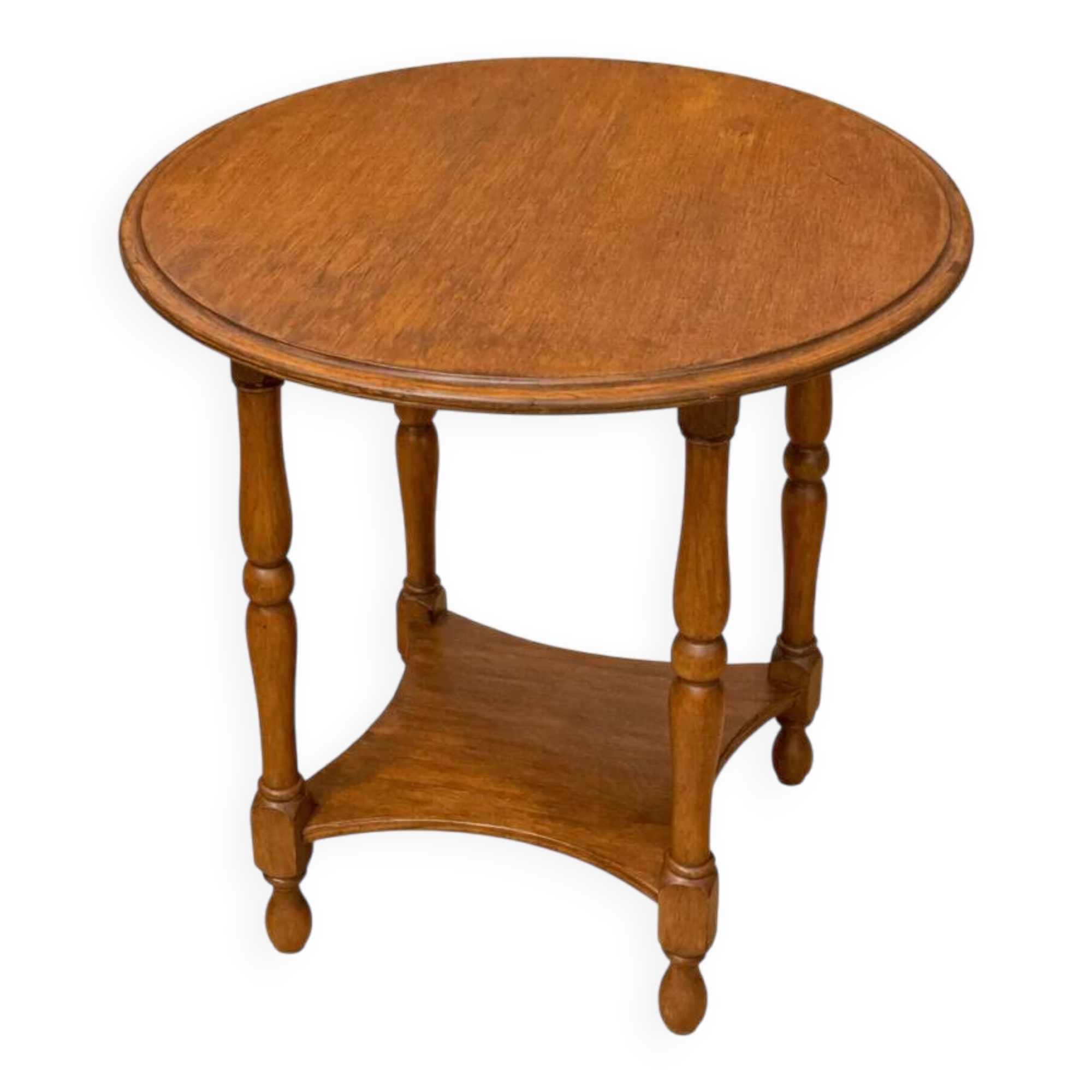 Ancient oak side table with spool legs