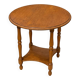 Occasional table in antique oak with spool legs.
