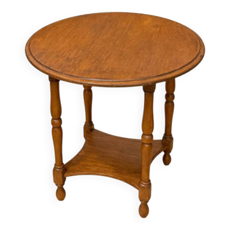 Table d'appoint en chêne ancien avec pieds en bobine