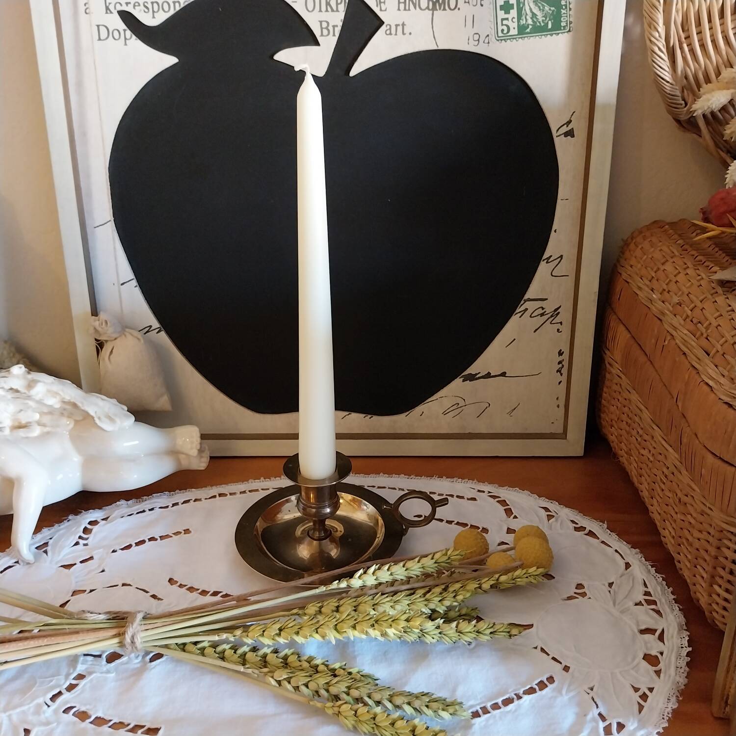 Antique brass bedroom candlestick