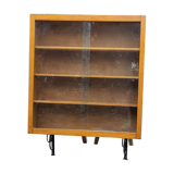 Wall display case from the 50s in solid blond oak