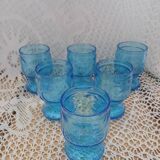 6 antique blue glass glasses