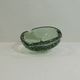 Large Murano green bullicante ashtray – vintage blown Italian glass – empty