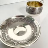 Silver Cup and Saucer | 20th Century | Ribbon and Flower Garland