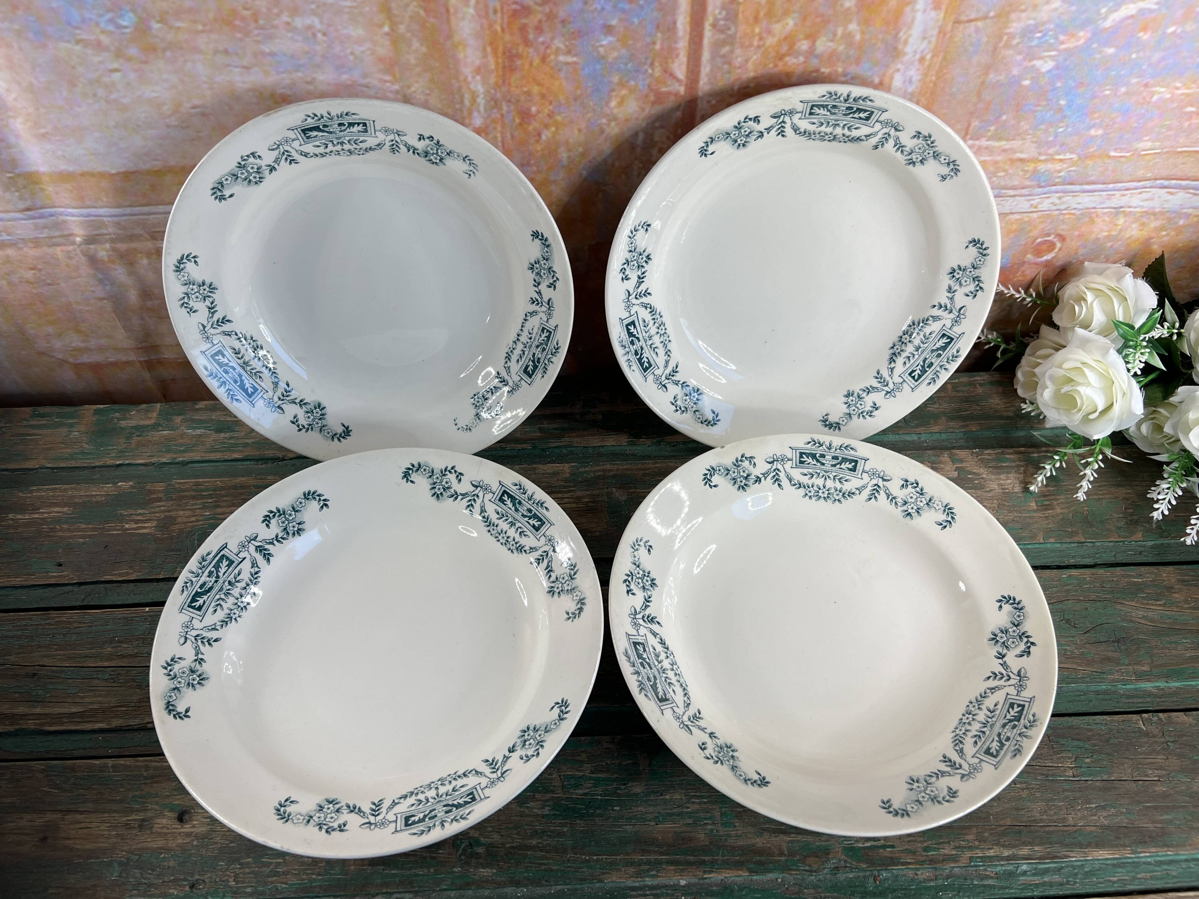 4 Longchamps iron earth soup plates