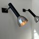 Pair of vintage wall lights, chrome and matte black metal, France 1960