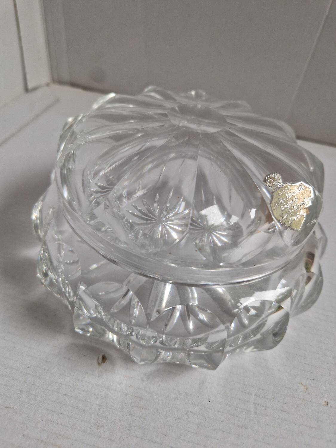Old vintage decorative chiseled crystal candy box