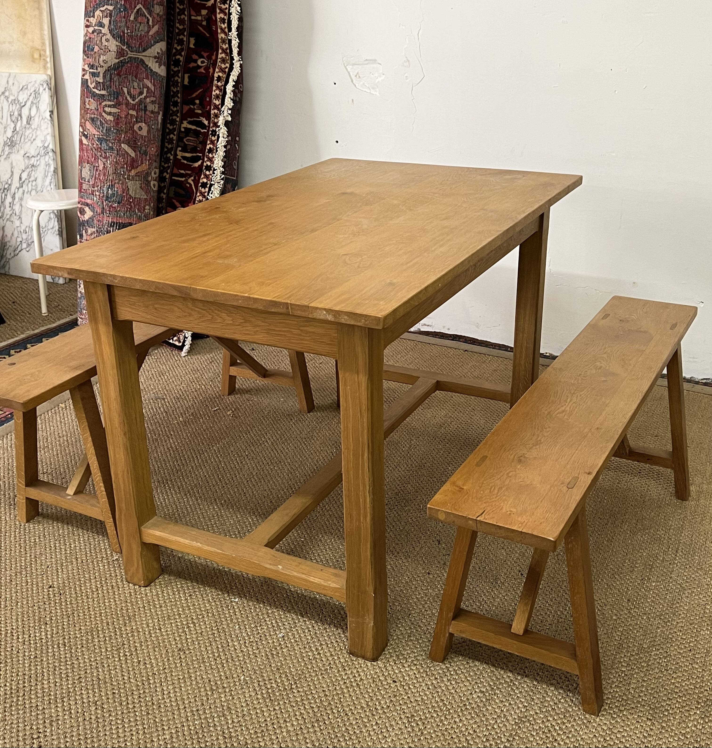 Solid oak farm table and benches