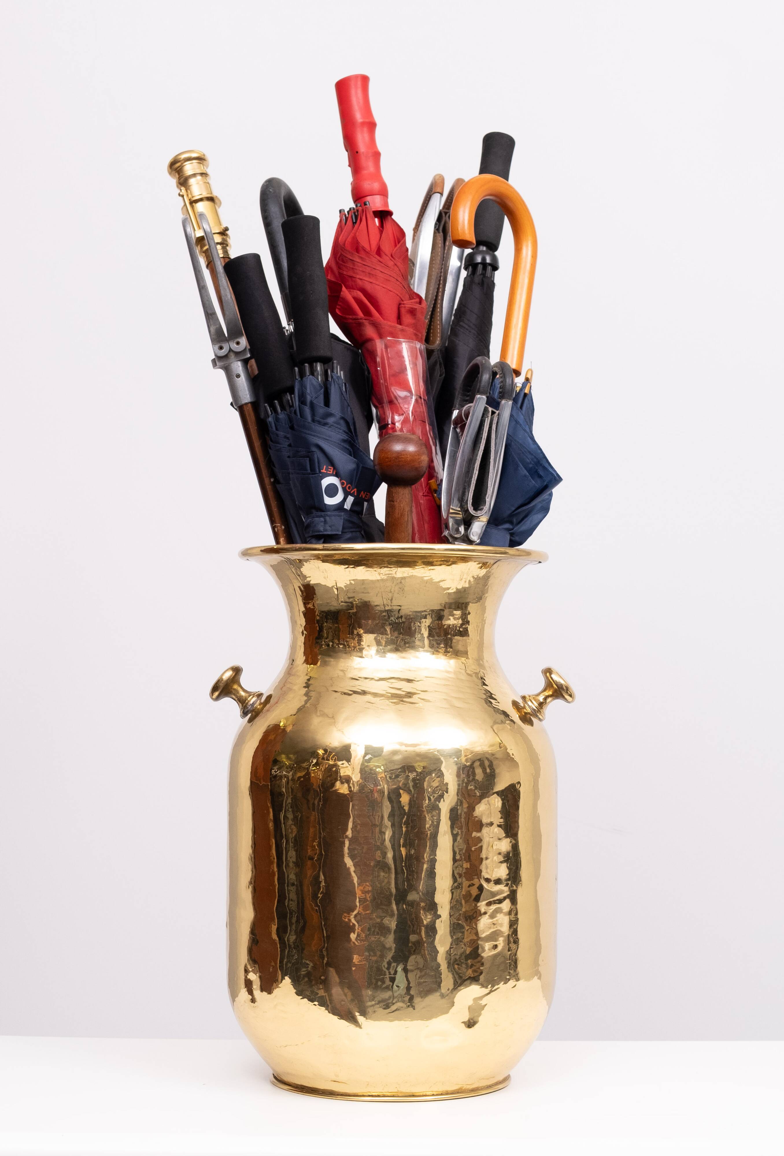 Handmade brass umbrella stand by samex italy 1970s