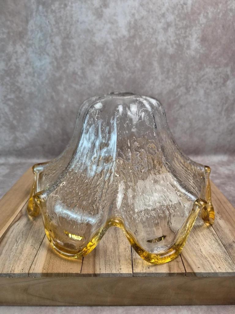 Vintage textured glass pendant attributed to Murano – amber edge – 1970s