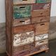 Original wooden chest of drawers with 15 mismatched drawers