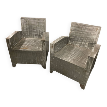 Paire de Fauteuils industriel en métal