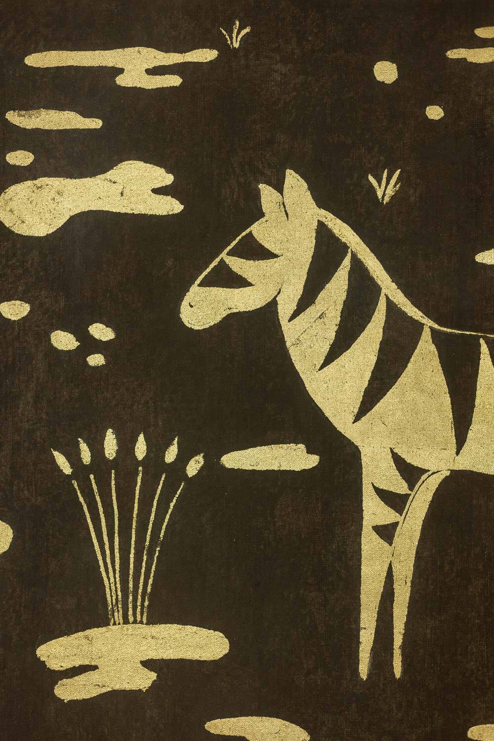 Toile peinte à décor de zèbres, travail d'artiste contemporain