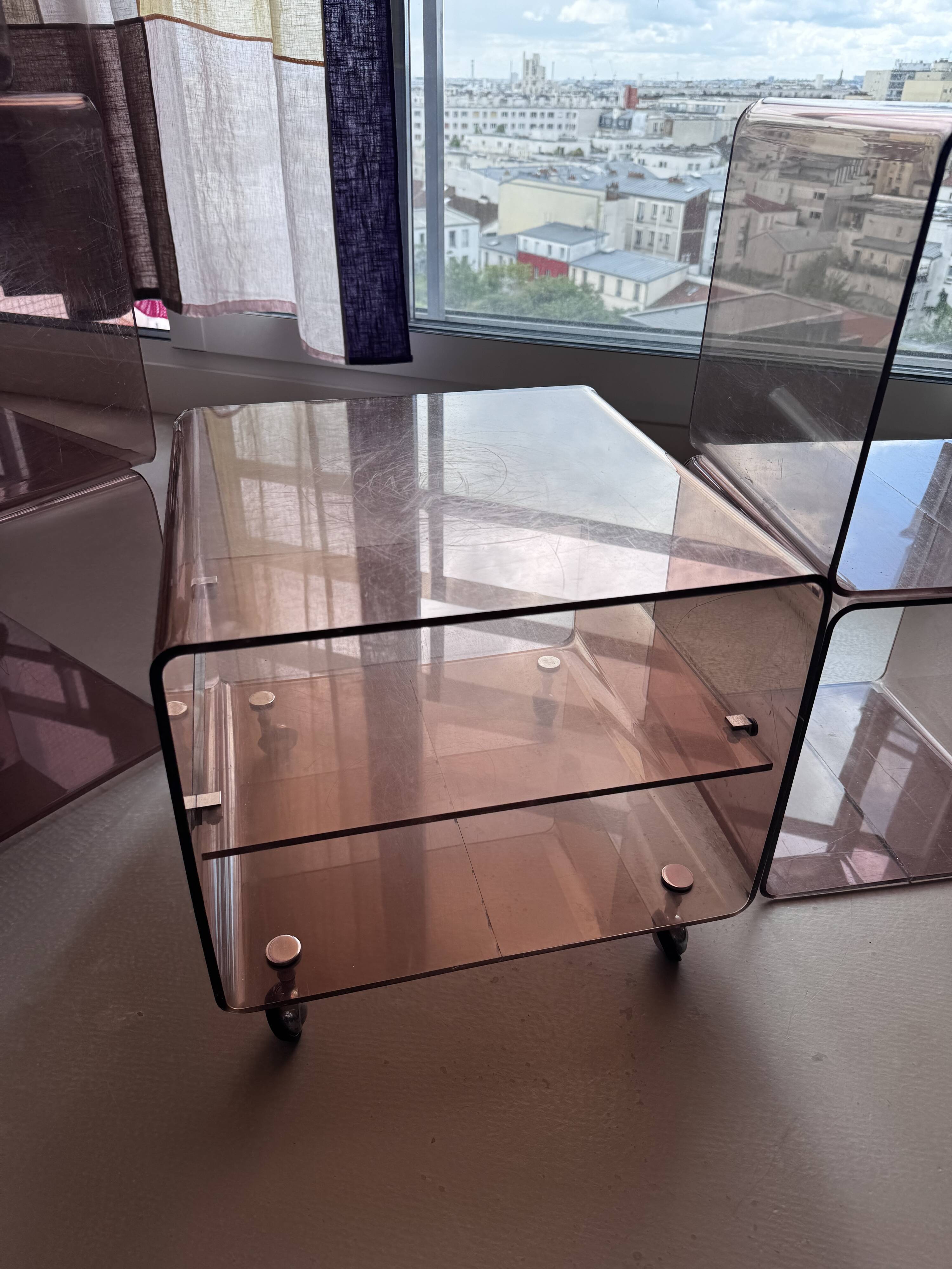 Set of 6 vintage smoked plexiglass modules – 70s/80s – Roche Bobois style
