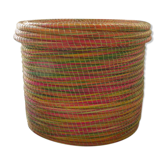 African minimalist rotin wicker storage basket with lid