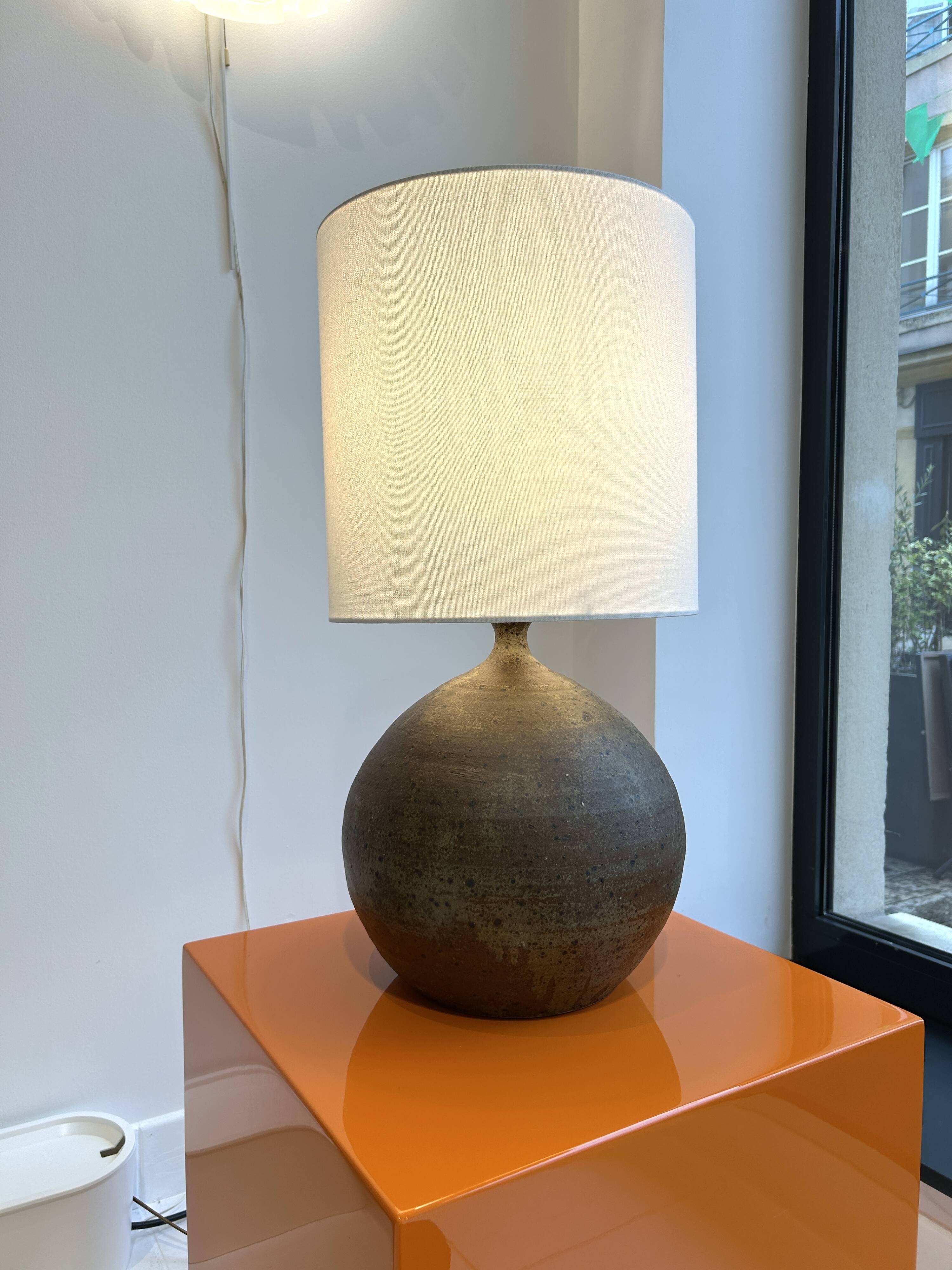 Guy Baudat stoneware ball lamp