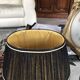 Oval day abat in black and mustard yellow fabric