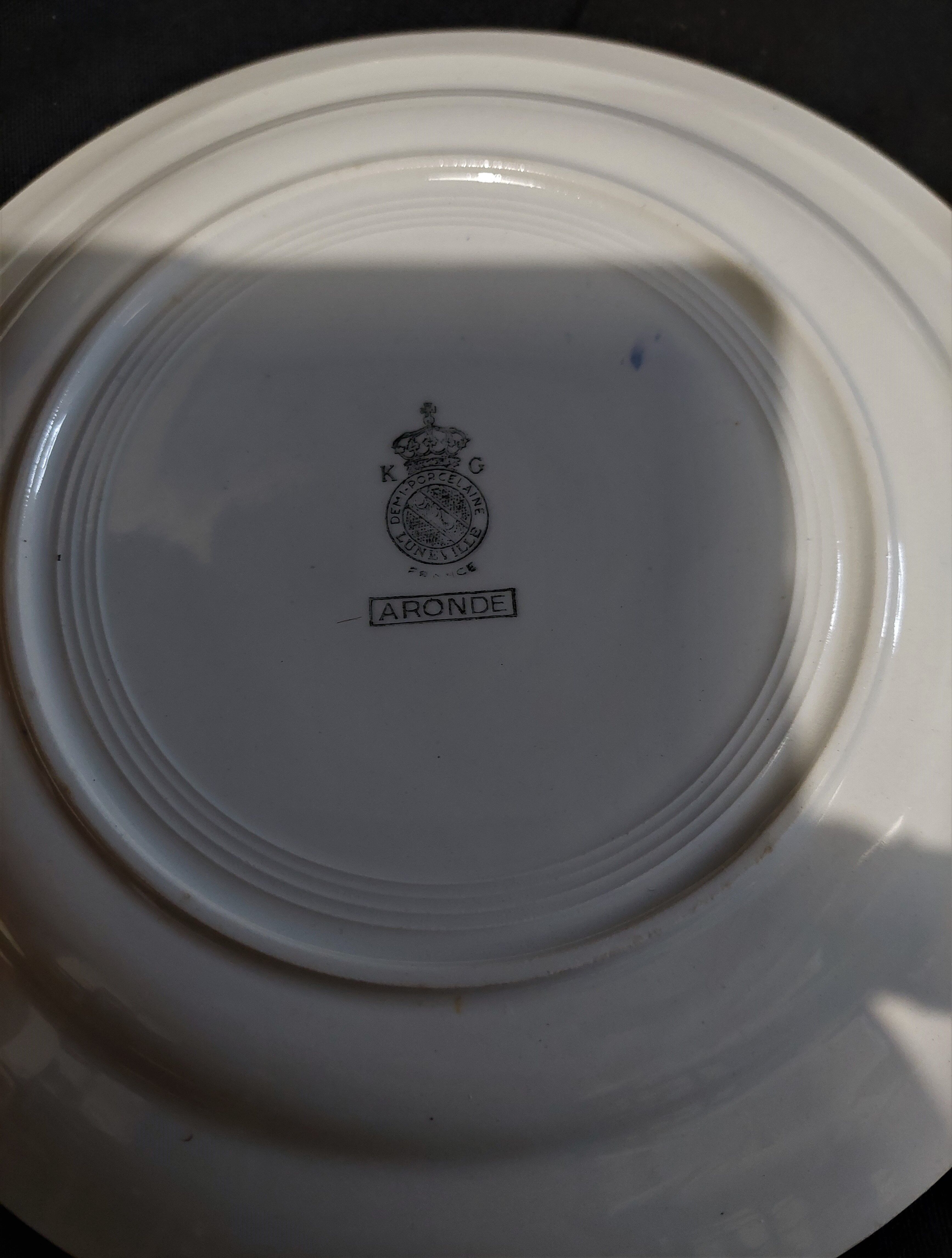 Assiettes plates série de six Lunéville décor Aronde