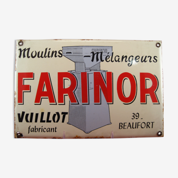 Advertising enamelled plate FARINOR VUILLOT manufacturer mills mixers Flour