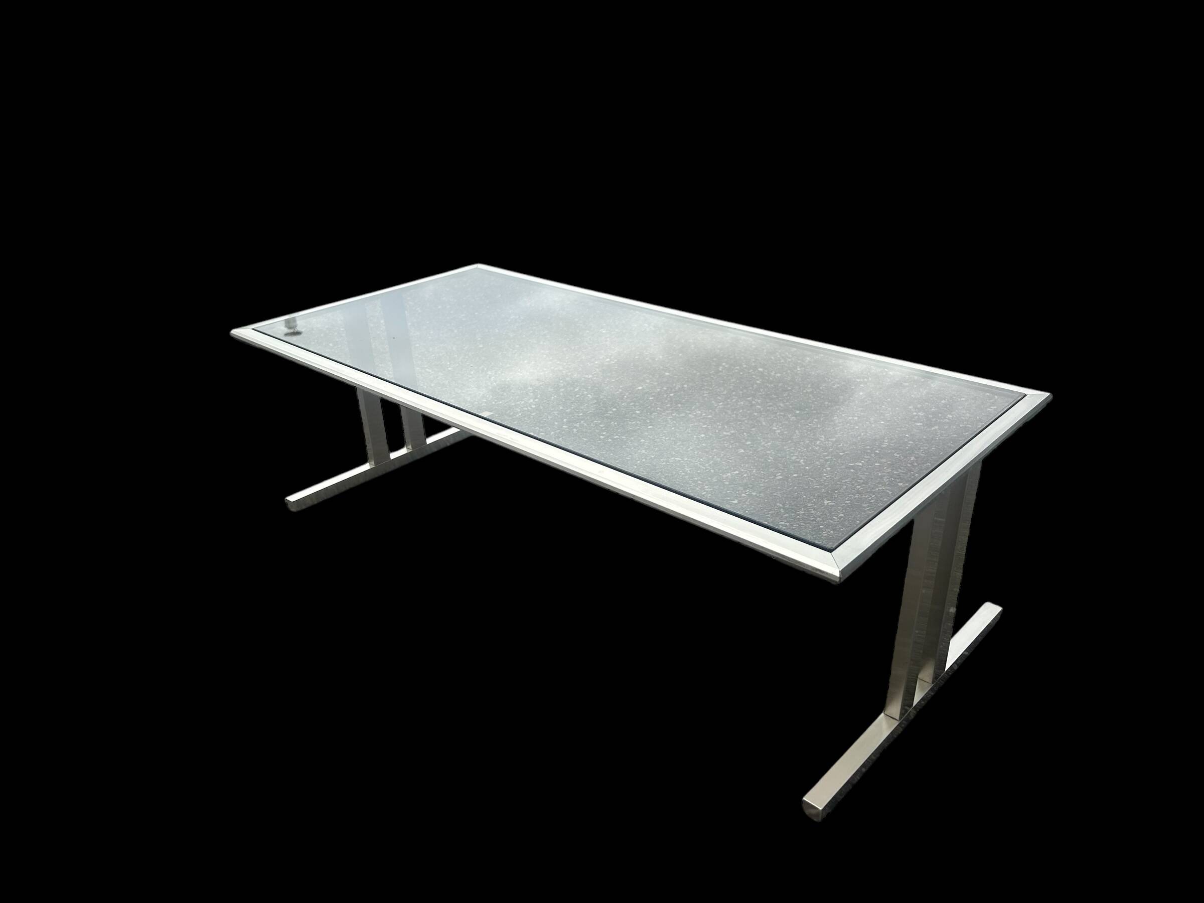1970 brushed steel coffee table