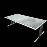 table basse en acier brossé 1970