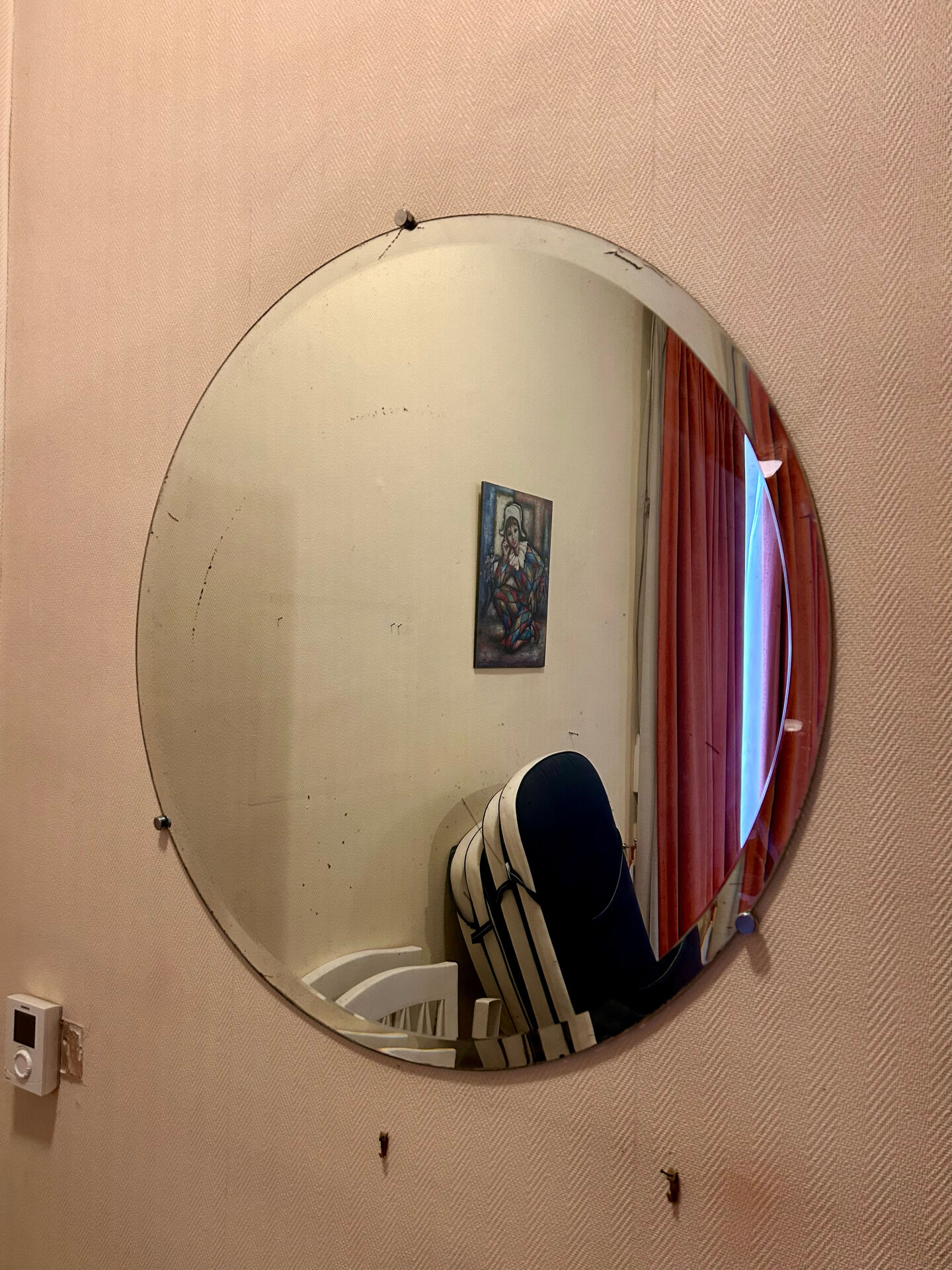 Miroir rond biseauté vintage 90 cm