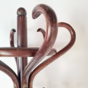 Antique curved wooden coat rack in the Thonet style, 1875.