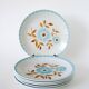 Set of 6 semi-deep plates with flowers, Sky Blue and Brown, 1970.