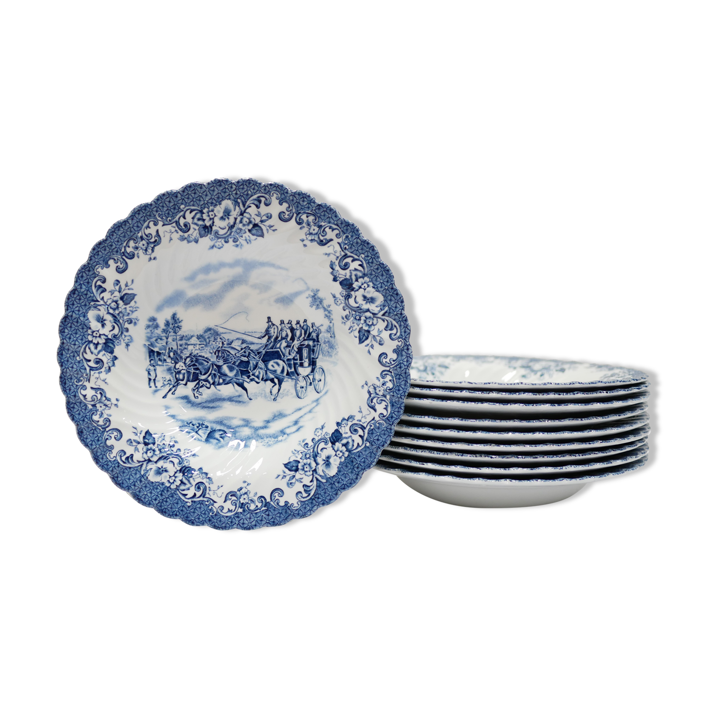 Series of 10 vintage hollow plates by Johnson Bros, made in England
