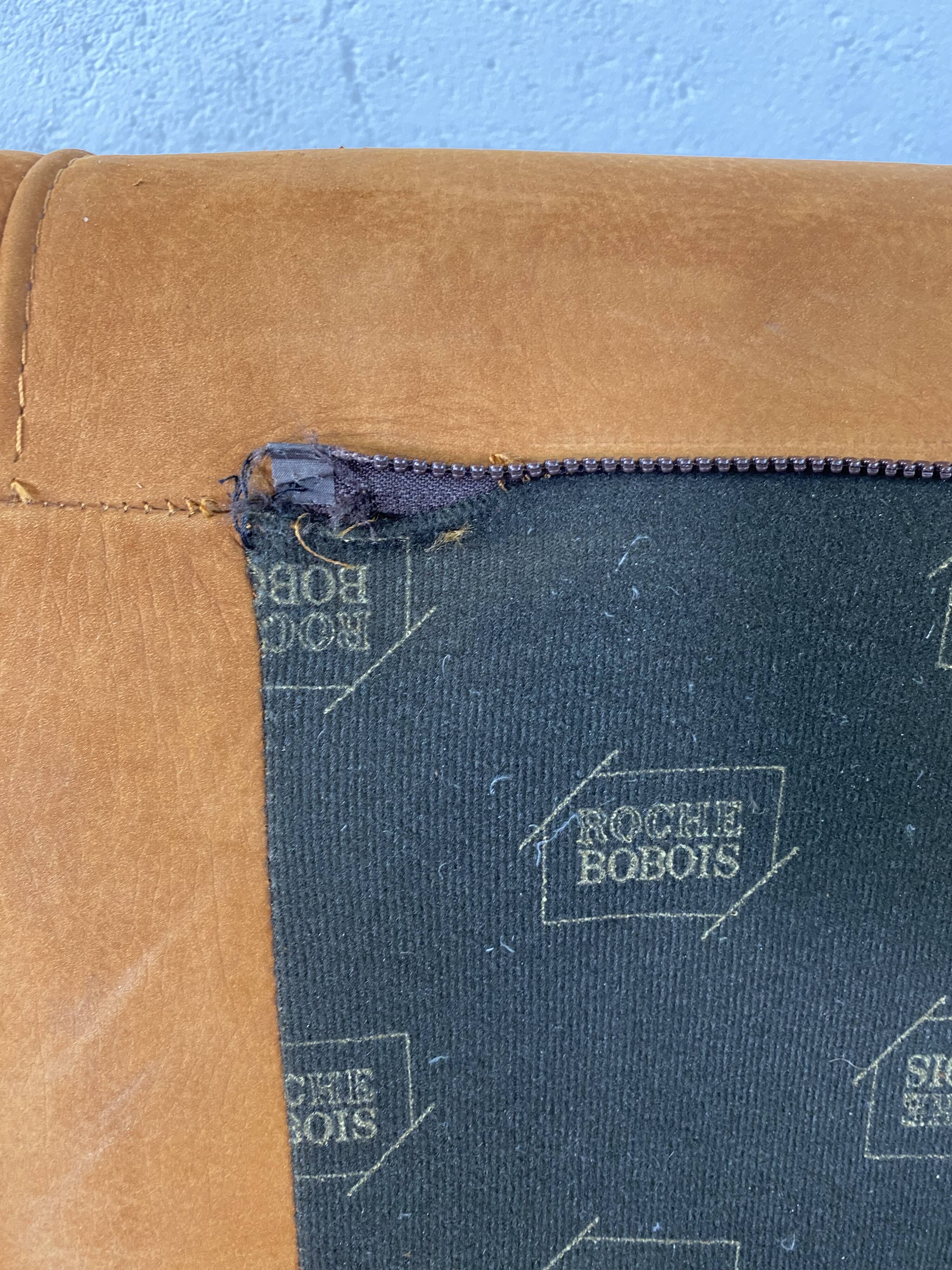 Roche-Bobois brown leather sofa