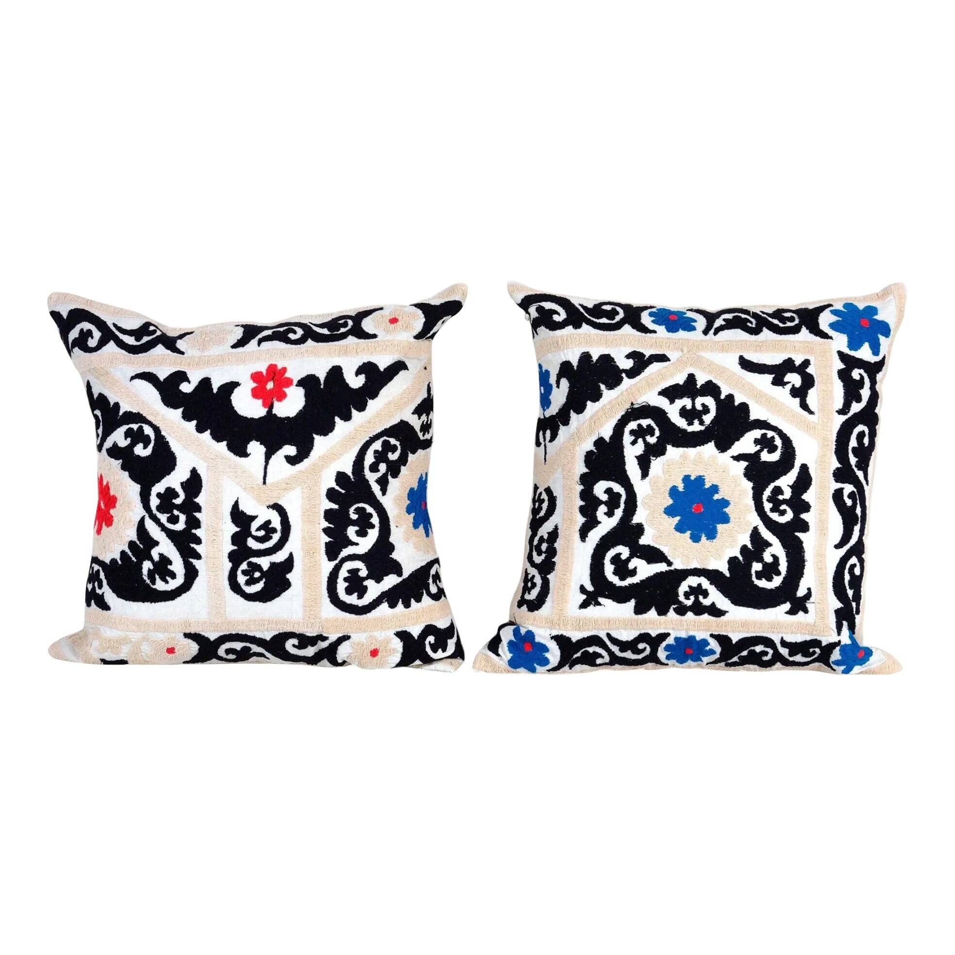 Set of 2 vintage embroidered cushion covers 53x56 cm