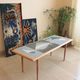 Rare Swiss coffee table in ceramic and beech from the 50s, vintage