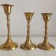 Set of 3 vintage brass candlesticks