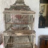 Large antique wooden birdcage
