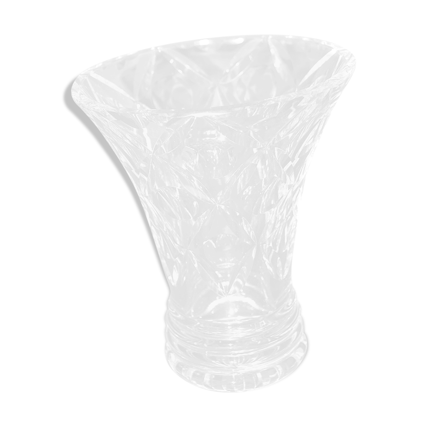 Vintage carved glass vase - Flared cornet shape - 15.5 cm