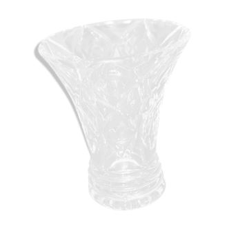 Vintage carved glass vase - Flared cornet shape - 15.5 cm