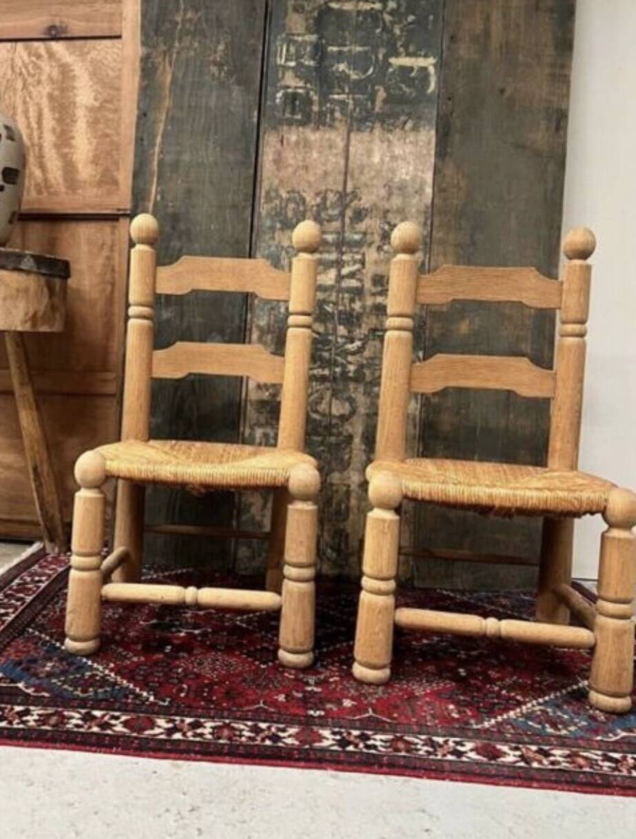 Pair of Dudouyt straw chairs