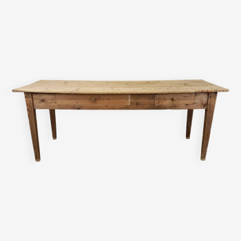 Fir farmhouse table with drawers