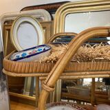 Rattan service, two trays