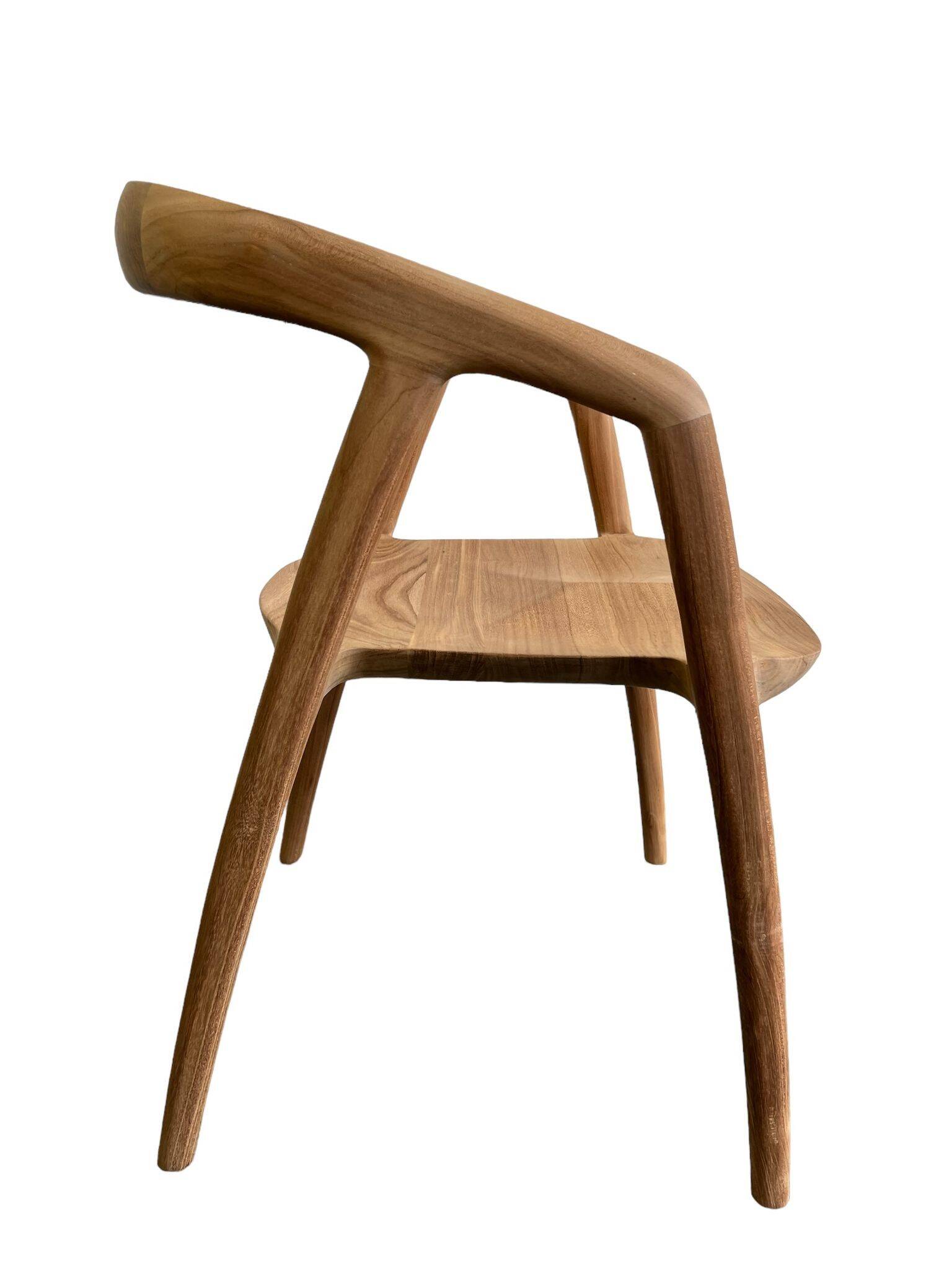Solid wood chair with armrest