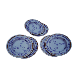 Lot de 6 assiettes creuses Longchamp des années 70