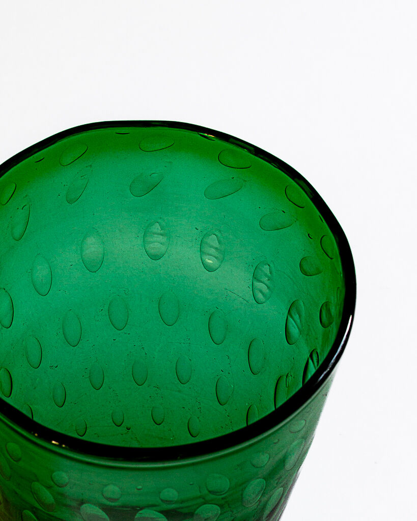 Italian bubbled blown glass vase from Empoli - Mid-20th century