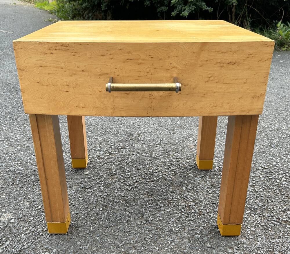 Bedside table, end table, blond wood, 80s
