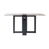Extendable dining table with architectural base, Belgium 1960s. This folding table features two exte