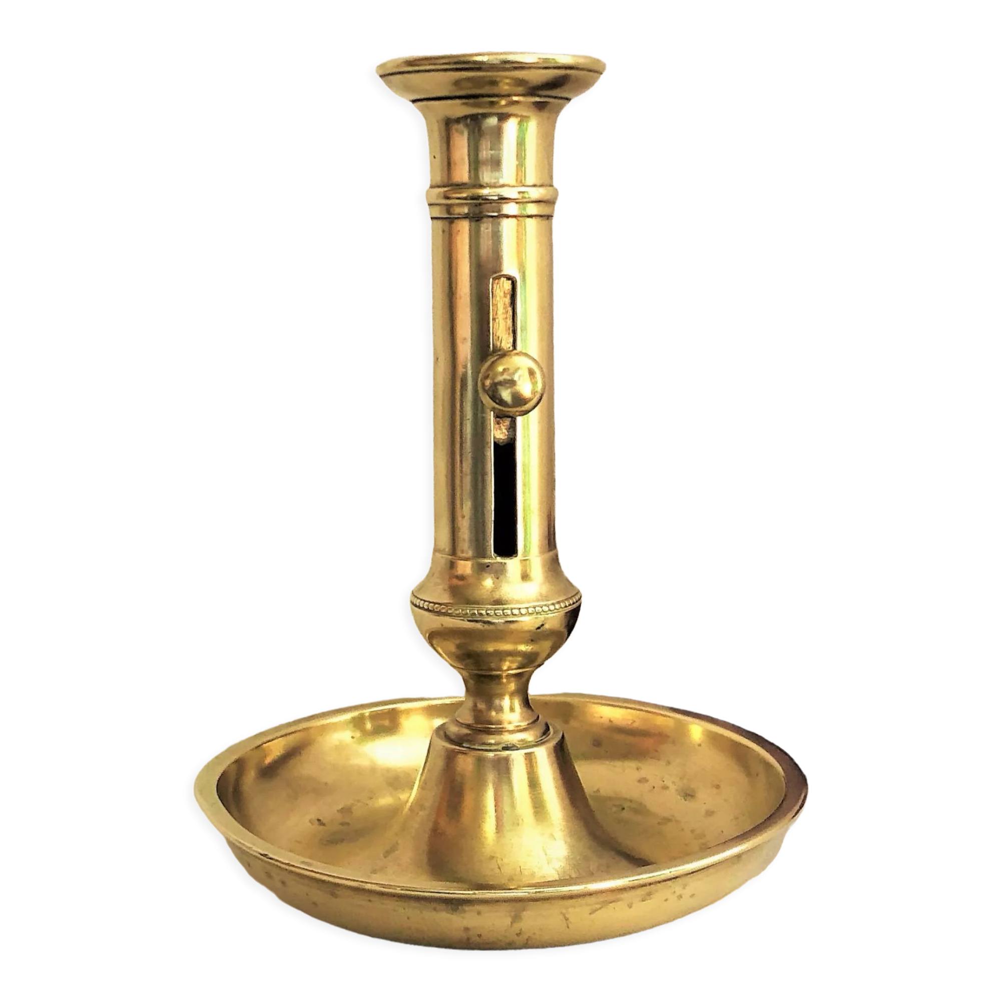 Gilded copper table candle holder with Victorian style nineteenth century