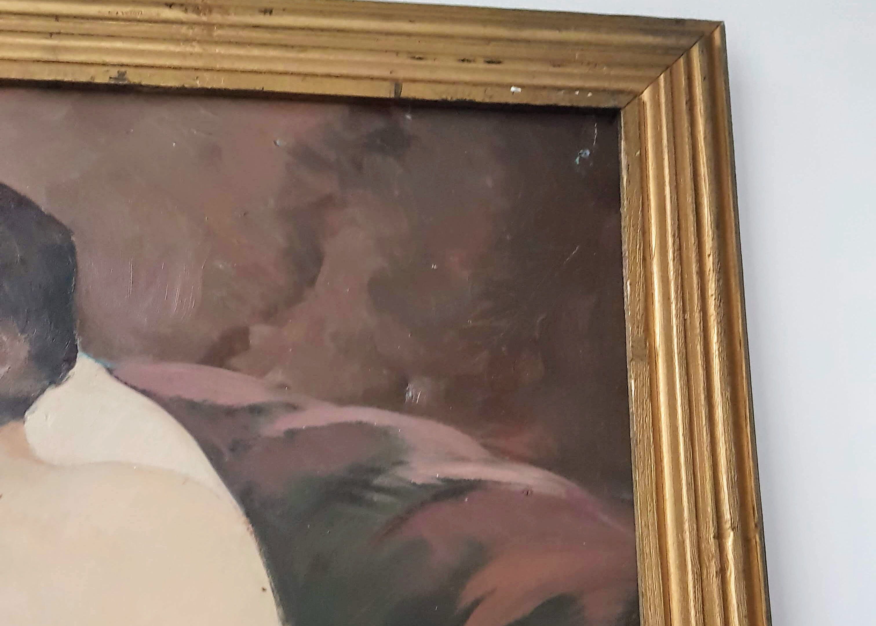 Large Nude Oil Painting on Canvas by Charles Melikoff - XX Century Art - Belgium