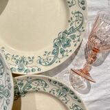 Set of 8 Antique Flat Plates "Figuig" Iron Earth – Longchamp 19th Century